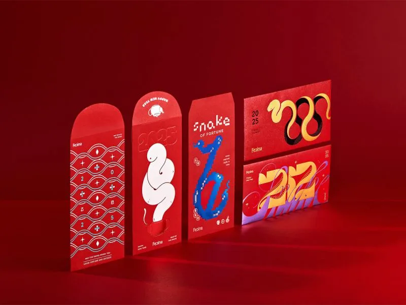Fecina蛇年燙金紅包發財金設計